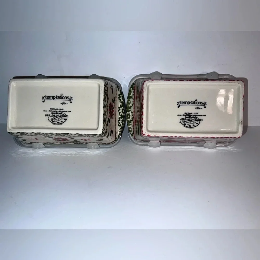 Temptations , NWT, 2 ceramic old world, holiday floral, 12 ounce mini‎ …